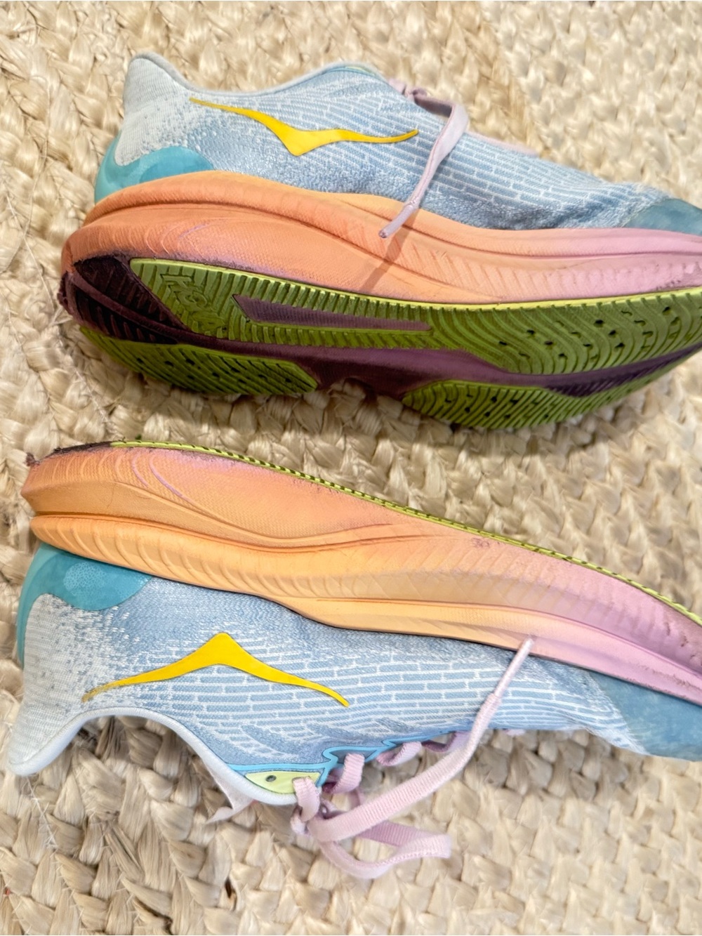Hoka Kids Pastel Multicolor Sneakers - Pink, Peach, Aqua, Yellow size 4 - Picture 6 of 14